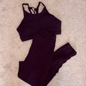 lululemon athletica Plum High-Neck Sports Bra & Matching Leggings